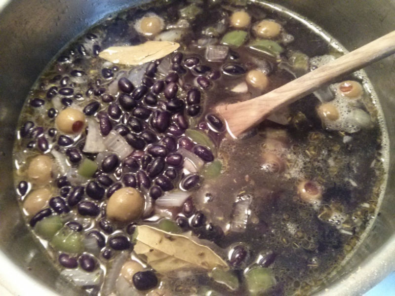 Frijoles Negros (Cuban Black Beans) simmering