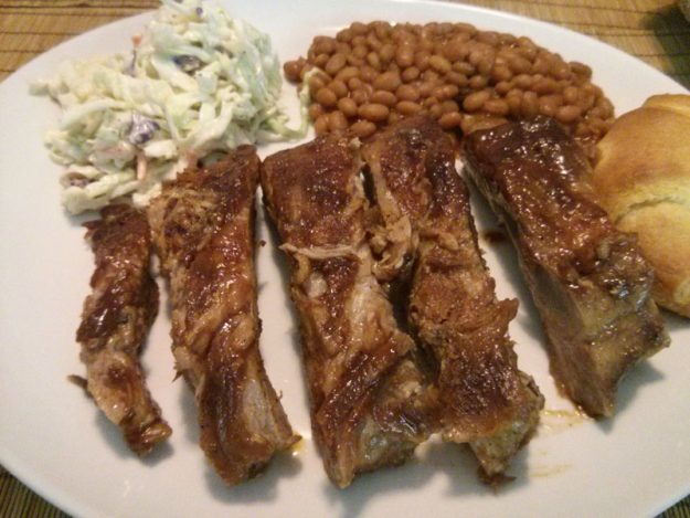 Crockpot BBQ Ribs with Creamy Coleslaw