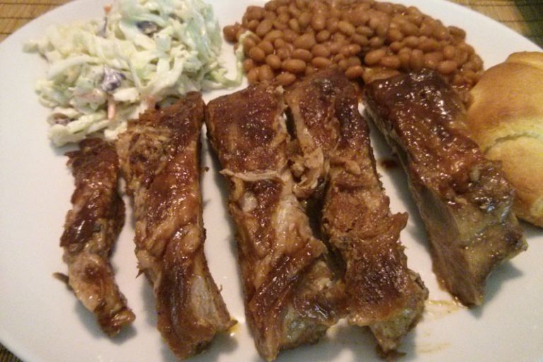 Crockpot BBQ Ribs with Creamy Coleslaw