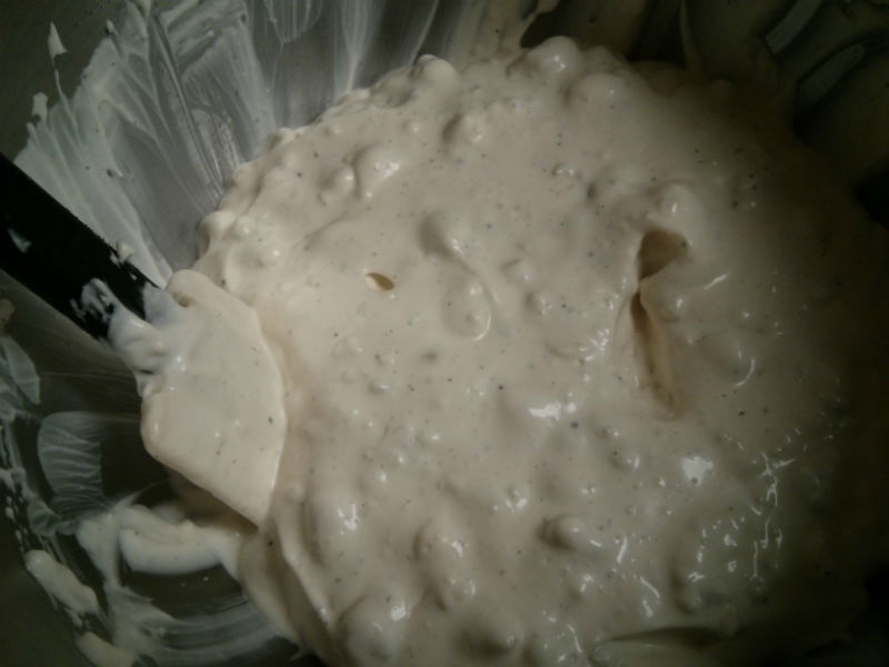 Blue Cheese Dressing in mixing bowl