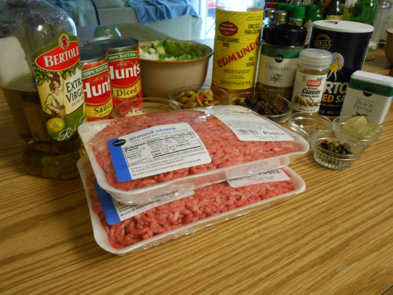 Ingredients for the Picadillo