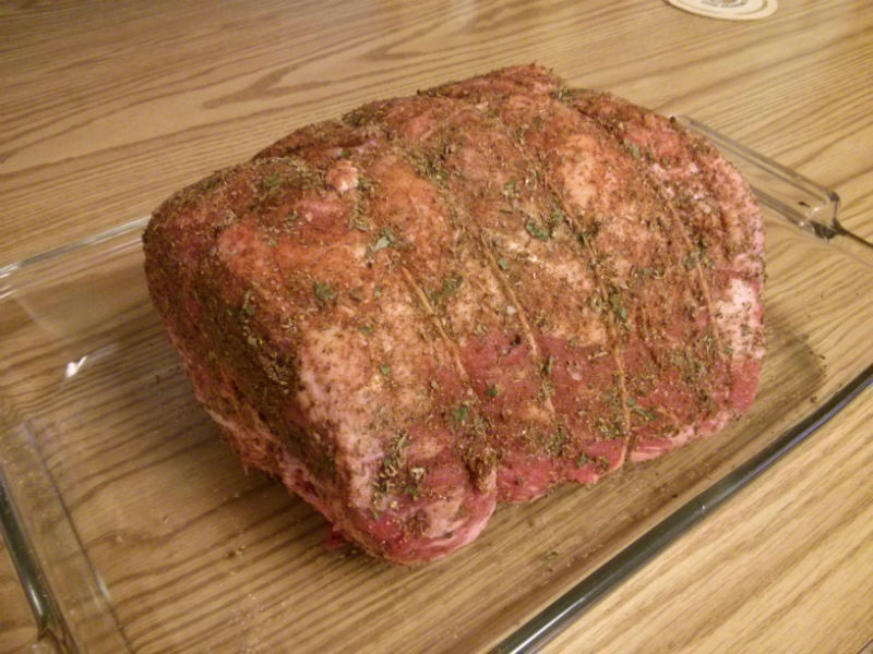 Herb-Crusted Prime Rib ready for the oven