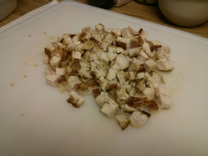 Grilled and cubed chicken breast