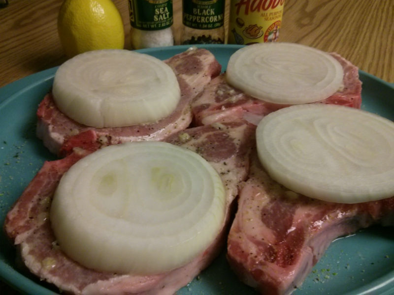 Pork chops marinating