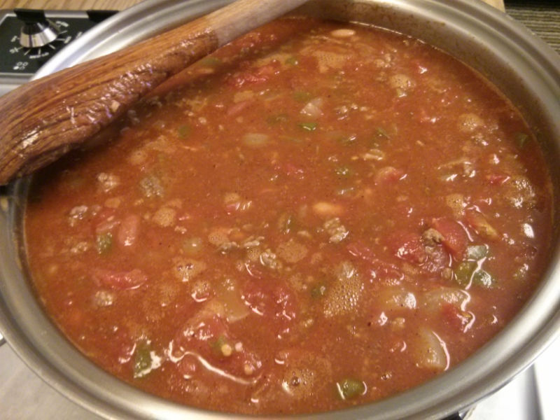 Rich and Meaty Chili simmering