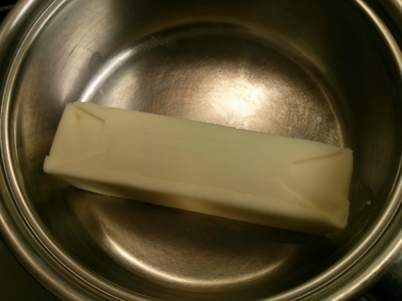 Add one stick of butter to a medium saucepan