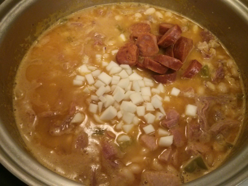 Add ham sofrito turnip and chorizo