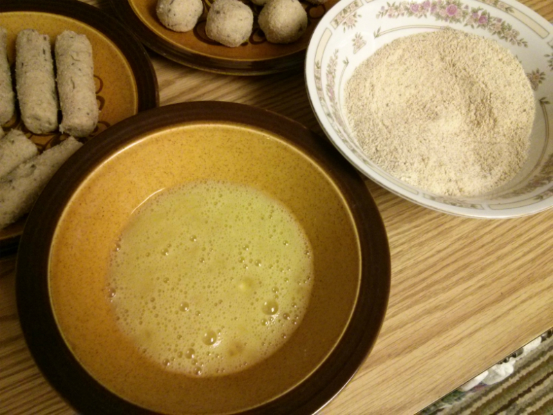 Croquetas de Pollo formed and ready to be breaded