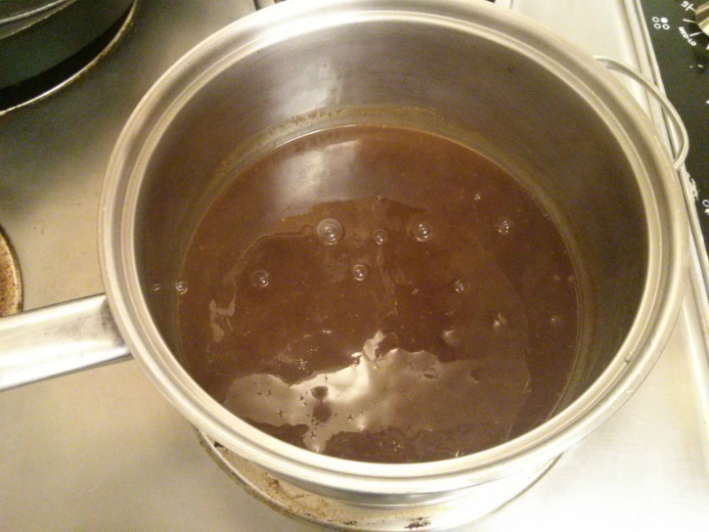 Hoisin Chicken Wing sauce thickened and ready